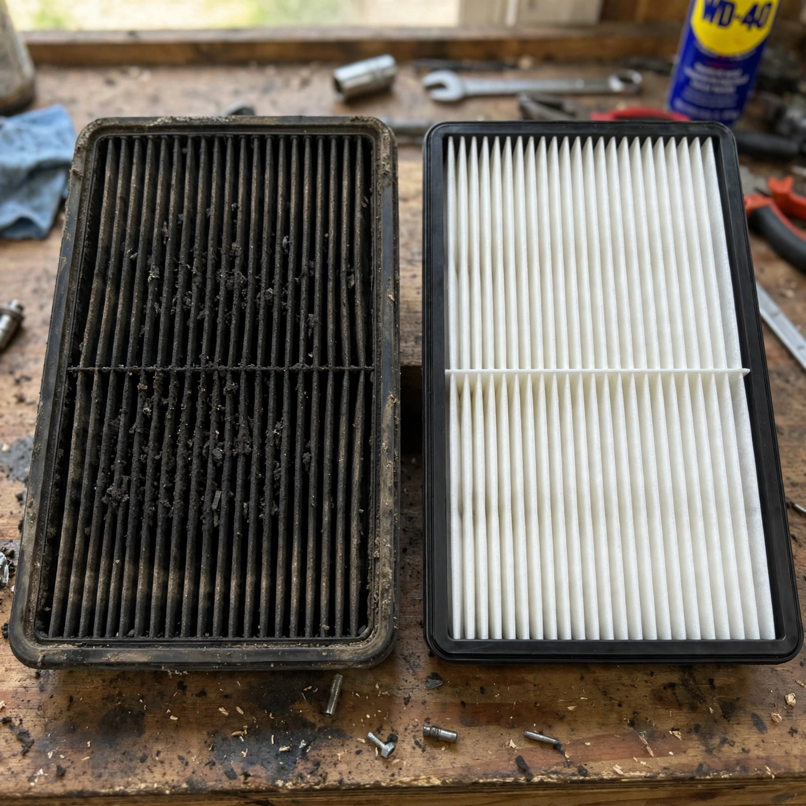 new engine air filter installed with arrow direction mark 1:1
