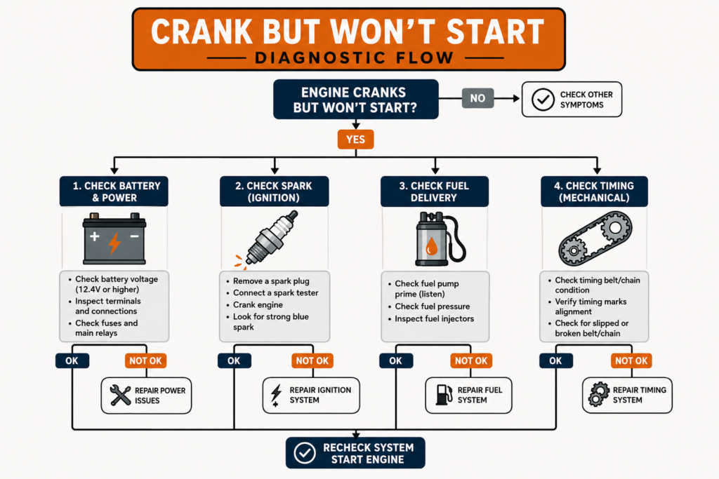Car starting diagnostic flowchart