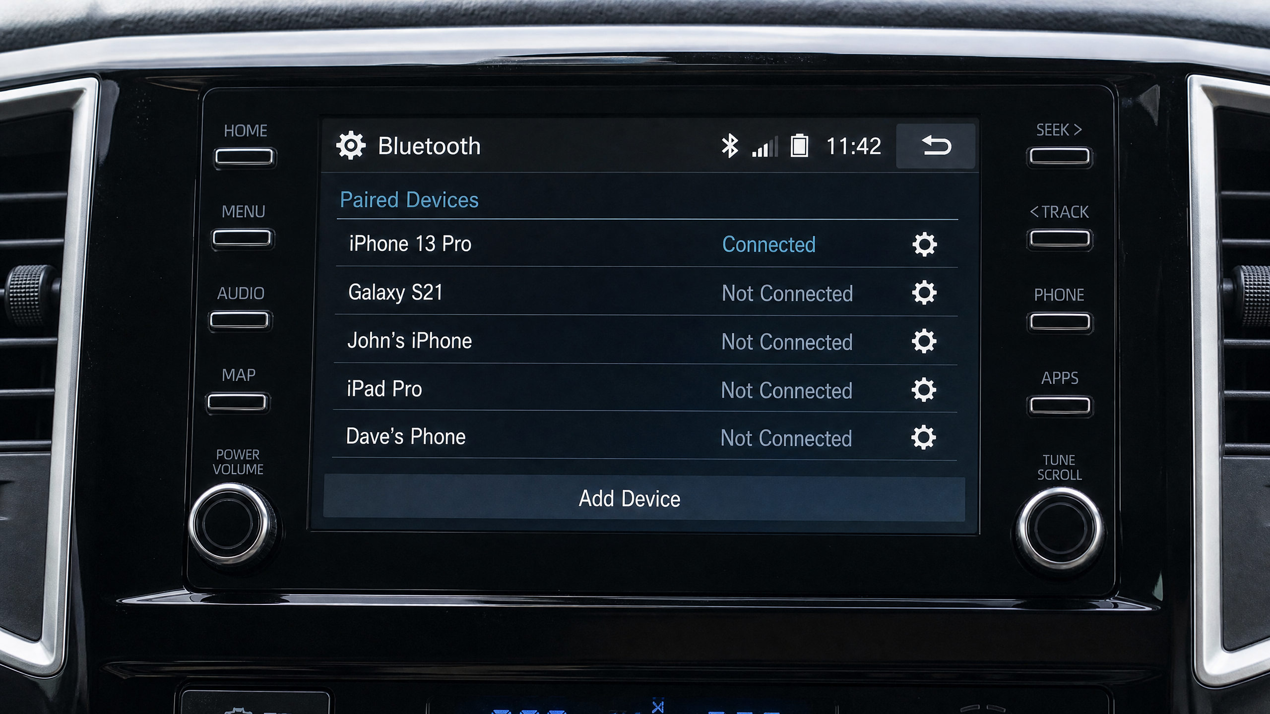 Car stereo Bluetooth menu