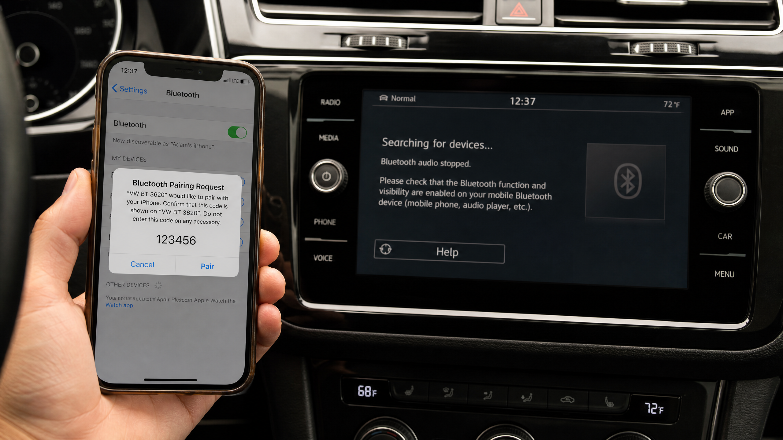 Pairing phone with car Bluetooth