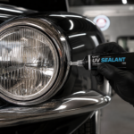 Applying UV sealant to a restored car headlight