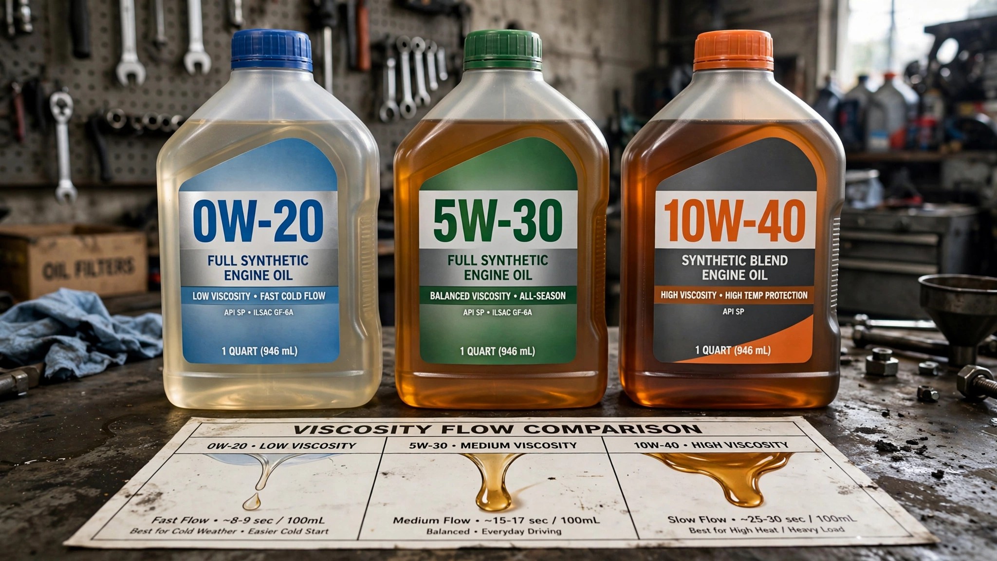 Engine oil viscosity grades comparison