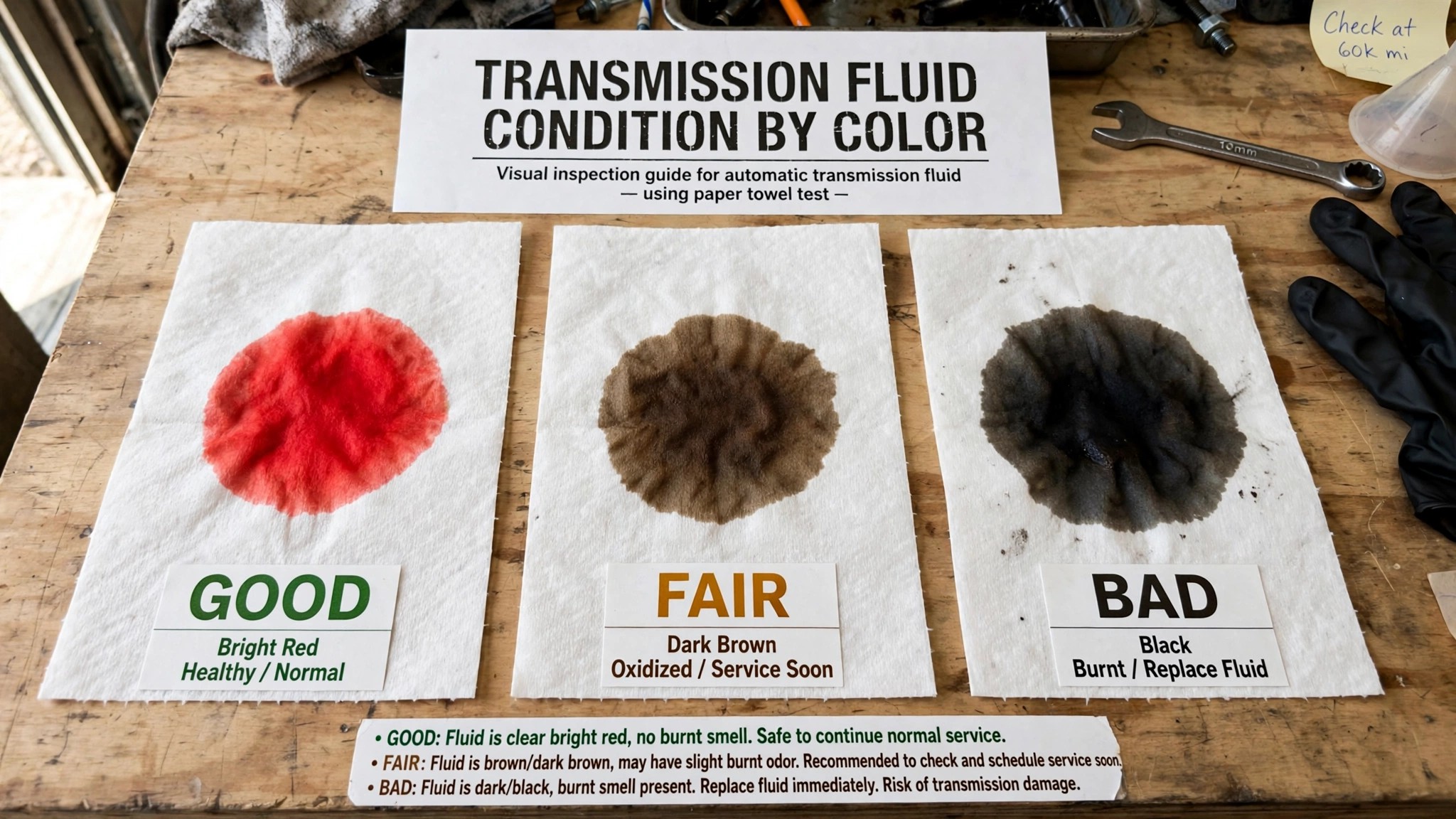 Transmission fluid color condition chart