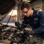 mechanic checking dip stick